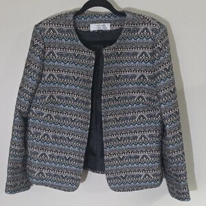 Tahari ASL Black and Gray Blazer with Structured Silhouette